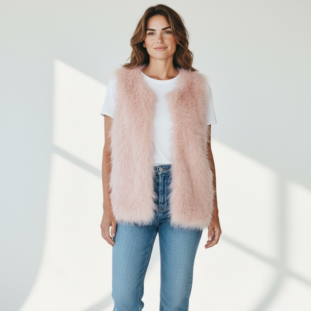 Fluffy Faux Fur Pink Vest